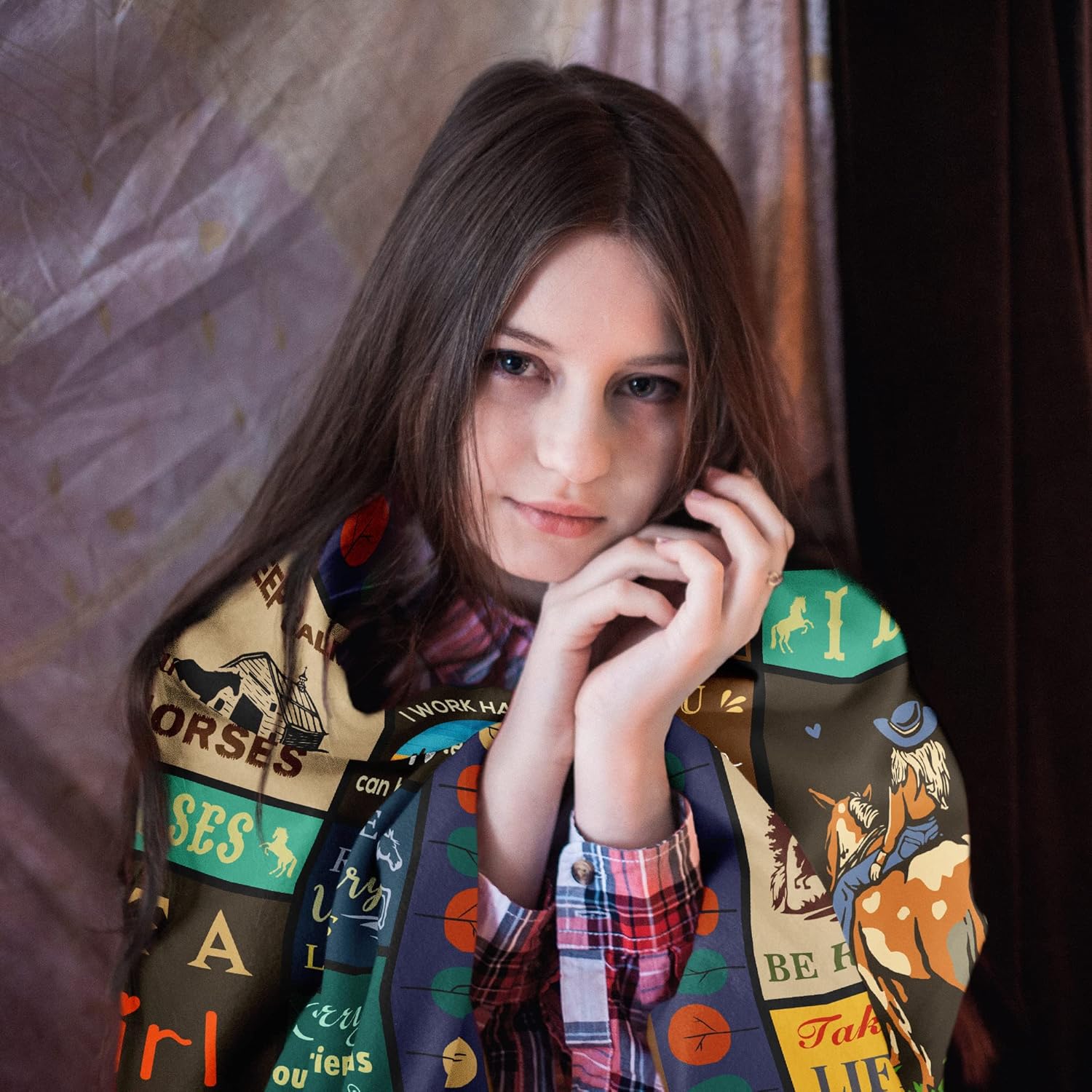 Horse Gifts for Women & Girls, Equestrian Blanket 60" x 50" - Horse Themed Gift Ideas - Image 4