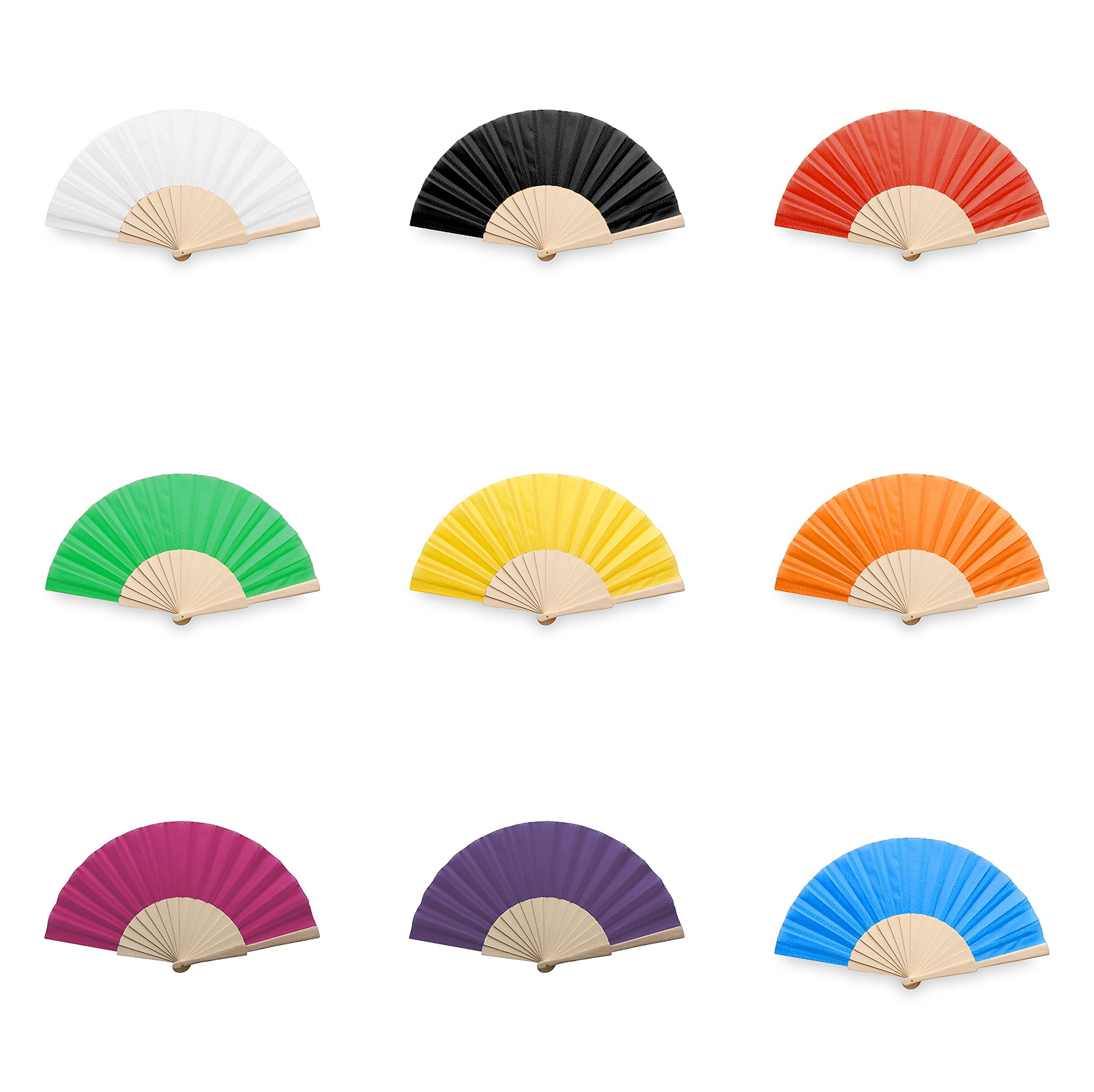 GARGOLA.ES OPERADORES DIGITALES Abanico Folklore, hecho en madera natural y tela en poliéster en COLORES VARIADOS