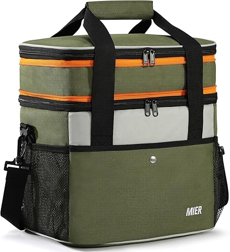 MIER Lonchera expandible de 24 litros, doble capa, aislada, suave, enfriadora, 30latas, para hombres y adultos, cajas de almuerzo a prueba de fugas