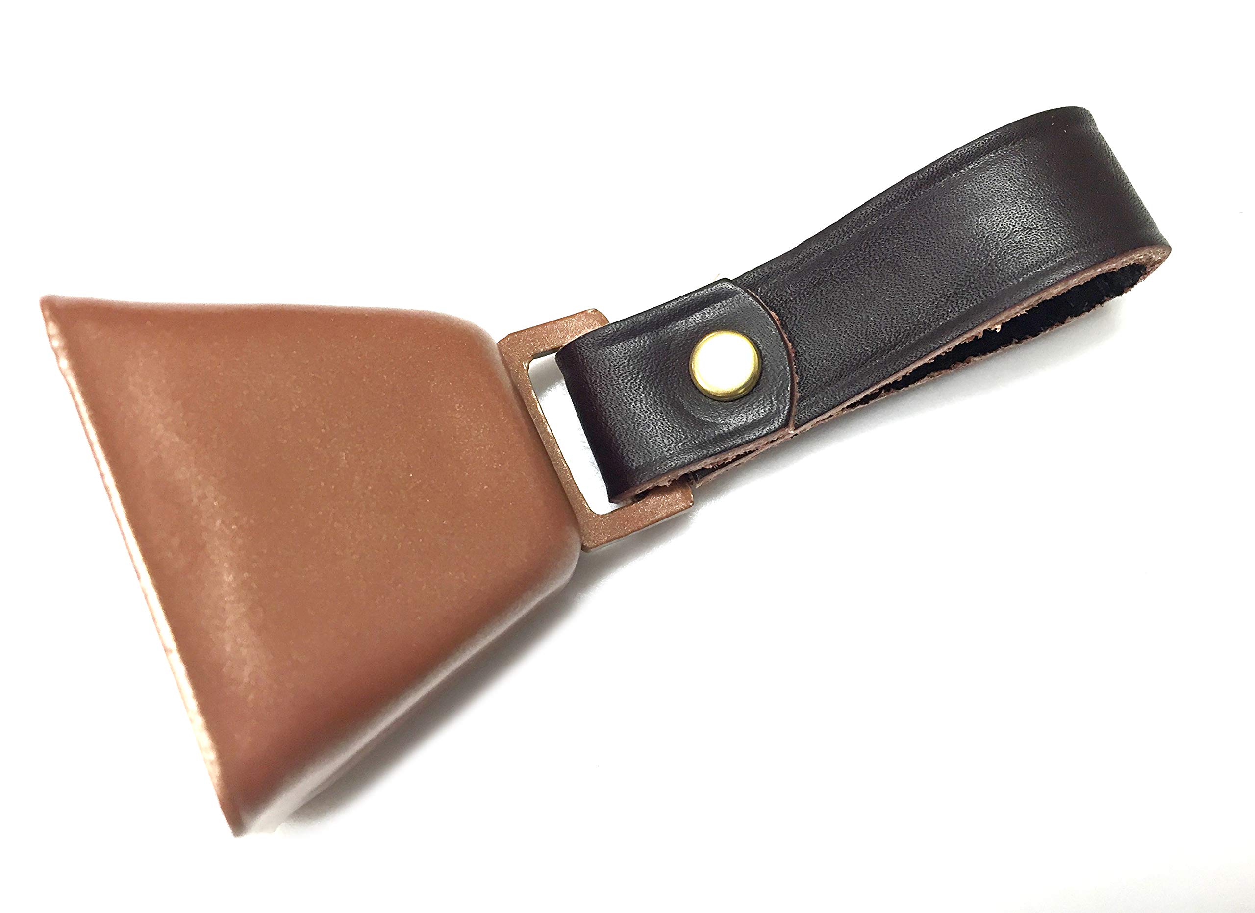 Auburn Leathercrafters Country Cow Bell with Strap - Durable Brass Bell with Bright Tone & Vintage Look - Easy On/Off with Leather Strap - Classic Farmhouse Style for Livestock