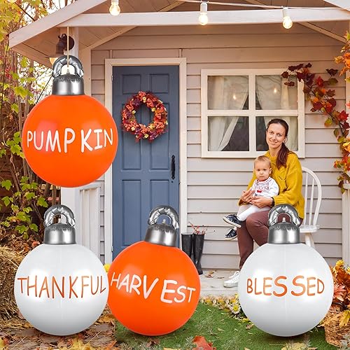 Miniatura 5 de Jetec 12 bolas inflables gigantes de otoño de 16 pulgadas para el día de Acción de Gracias, decoración al aire libre, cloruro de polivinilo, para