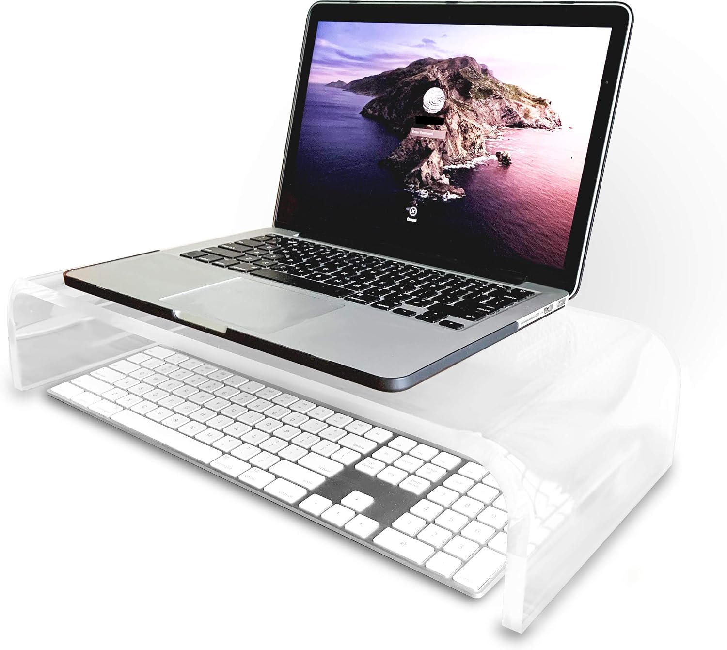 TyTroy Elegant Heavy-Duty Clear Acrylic Monitor Stand (4” Riser/Shelf) for Healthy/Comforting Home or Office Computing (17” Medium)