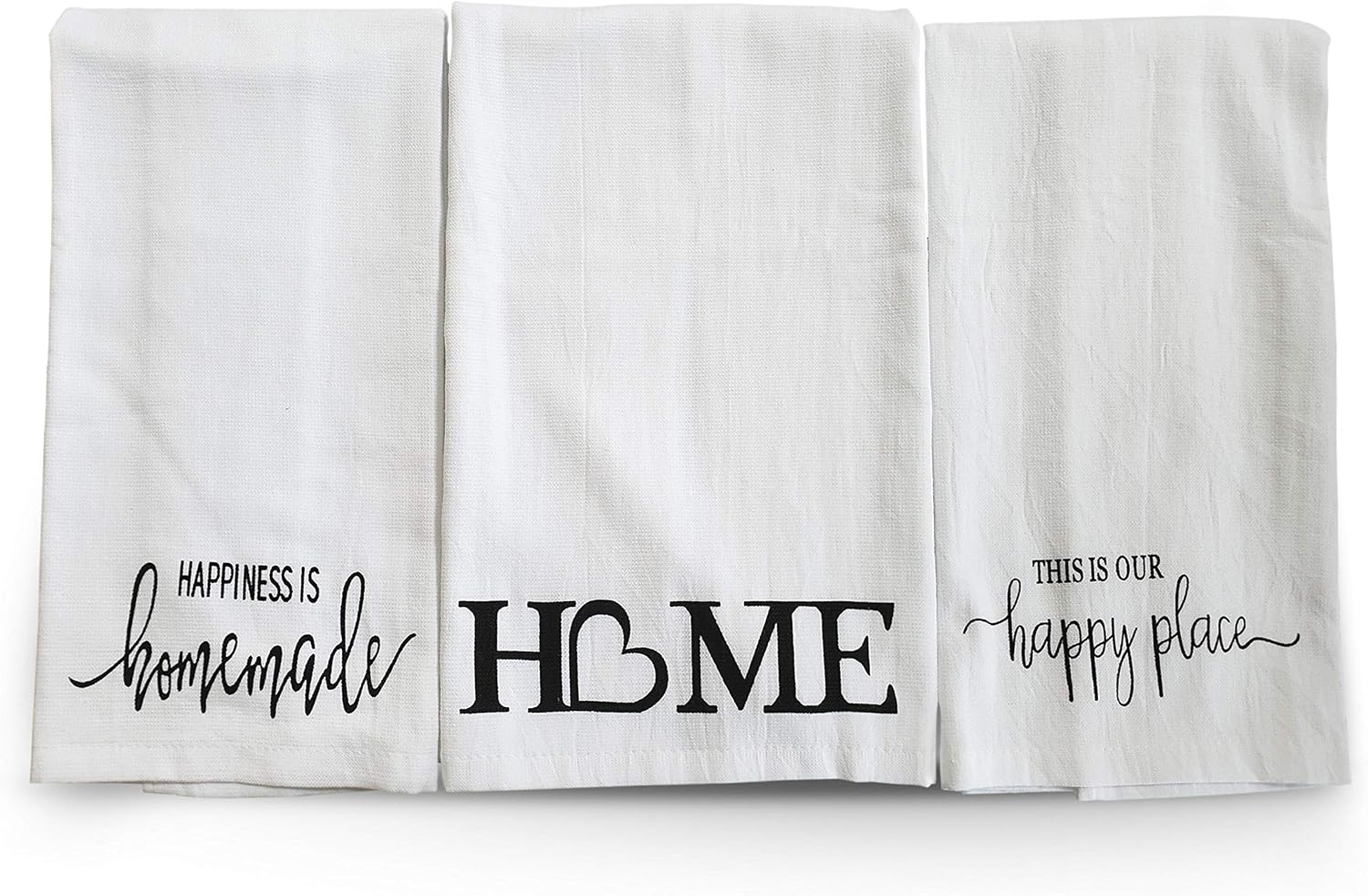 L LIFETIME Cotton Kitchen Hand Towels Set, Soft Highly Absorbent 100% Terry Cloth Tea Towel Simple Funny Design Decorative Durable Large White Bathroom Powder Room Gift 28 X 12 Inches Set of 3 (Home)