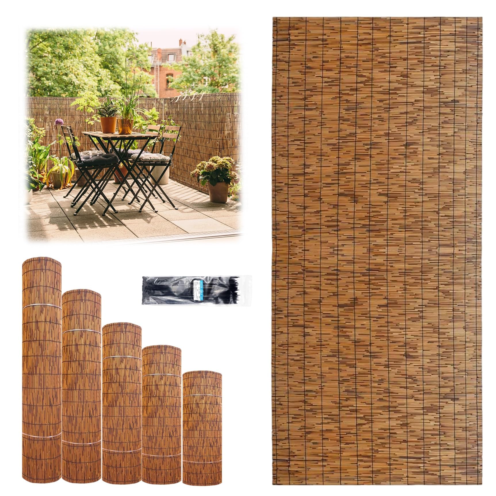 Rouleau De Clôture en Roseau pour Terrasse/Balcon/Jardin - Clôture en Roseau Naturel Robuste Et Droite - Brise-Vue en Bambou Protection Vent & Soleil(80x700cm(2.6x23.0FT))