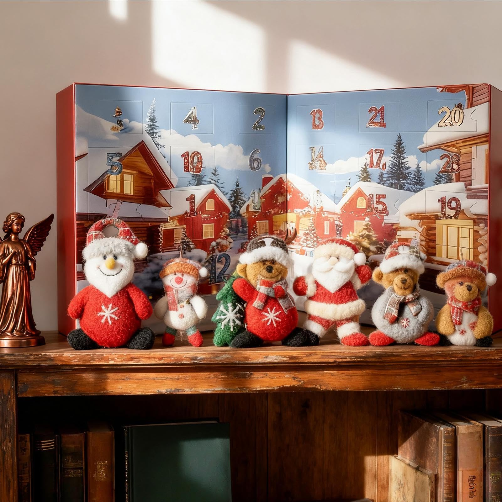 Adventskalender für Weihnachten – Countdown 24 Tage aus Plüsch, weiche Dekoration, niedlich, für Sammlungen, Partys, saisonale Feiern