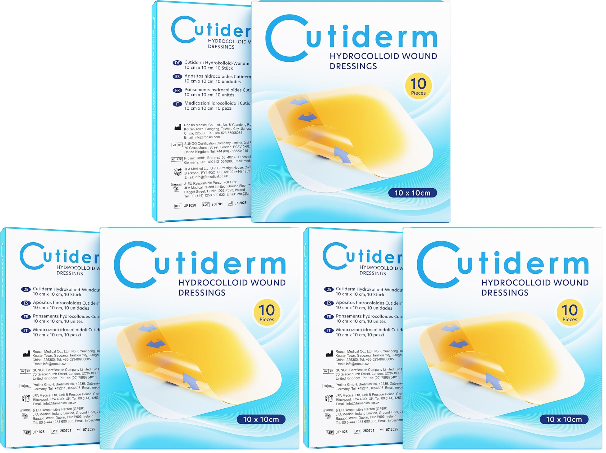 Cutiderm Hydrokolloid Wundauflagen, steril, 10 Stück (10cm x 10cm) (Packung mit 3)