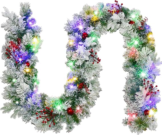 9-Foot Snow-Flocked Christmas Garland