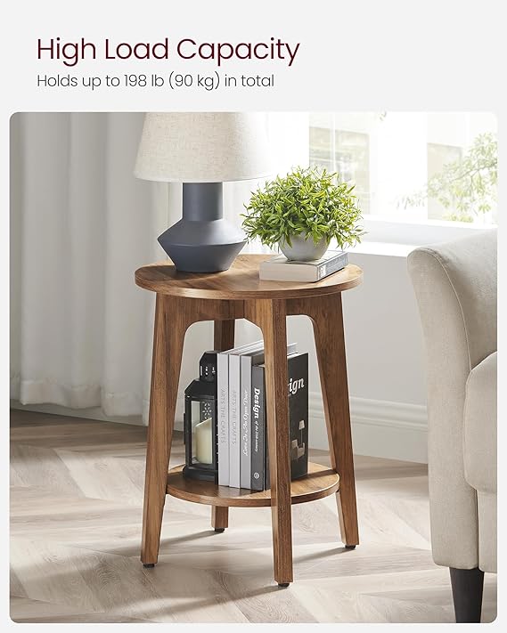 VASAGLE MAEZO Collection - Side Table, 2-Tier Small Round End Table