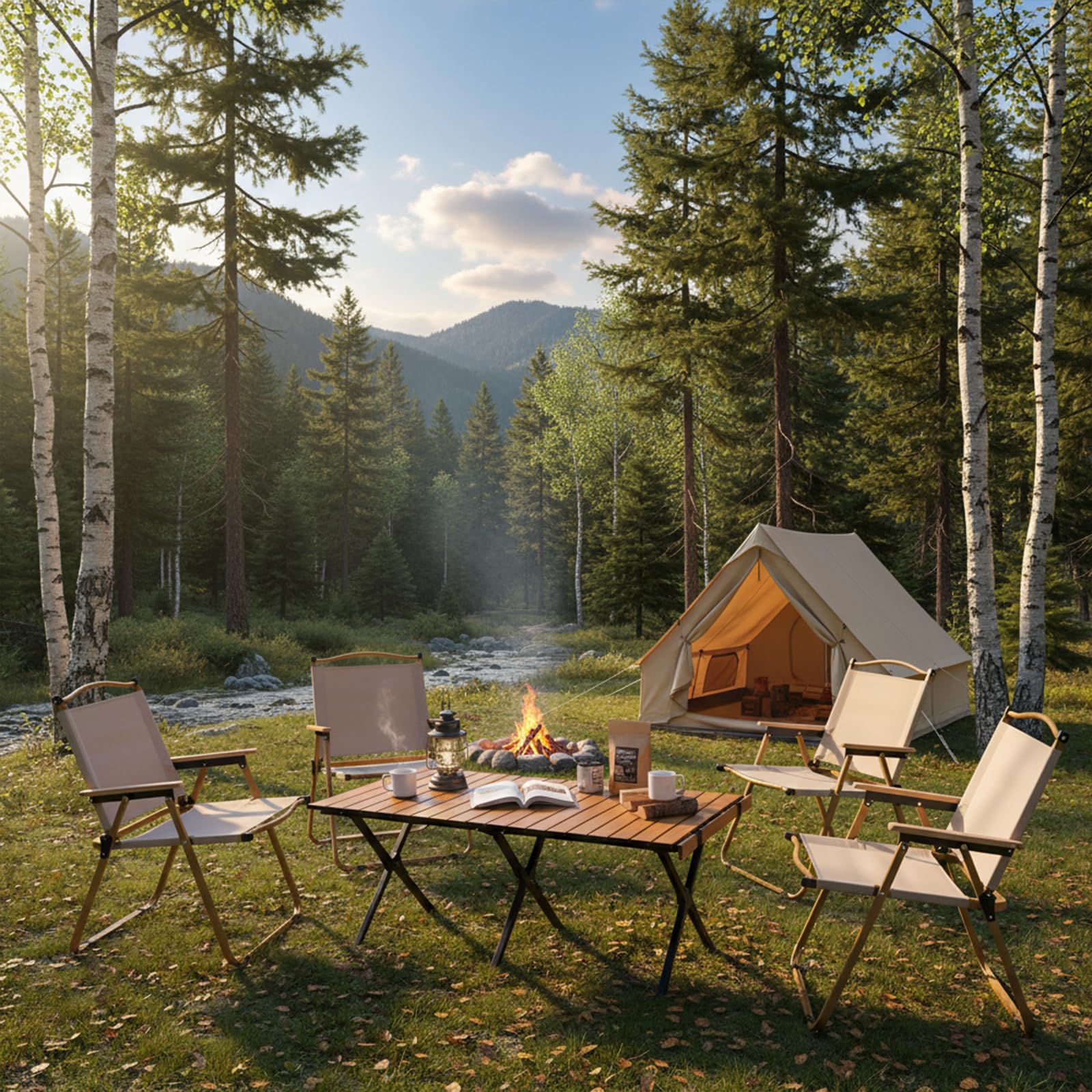 Table de Camping Pliante 119 x 58 cm, Table Pliante Portable, Sac de Rangement Inclus, Facile à Transporter pour 6 à 8 Personnes, Pique-Nique, Voyage, Jardin, terrasse - Brun