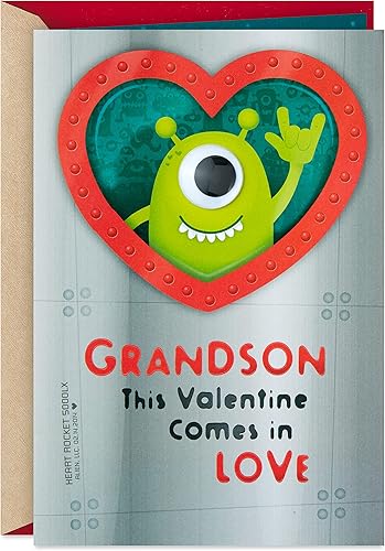 Hallmark Tarjeta del día de San Valentín con calcomanías para nieto (larga distancia, barco cohete)