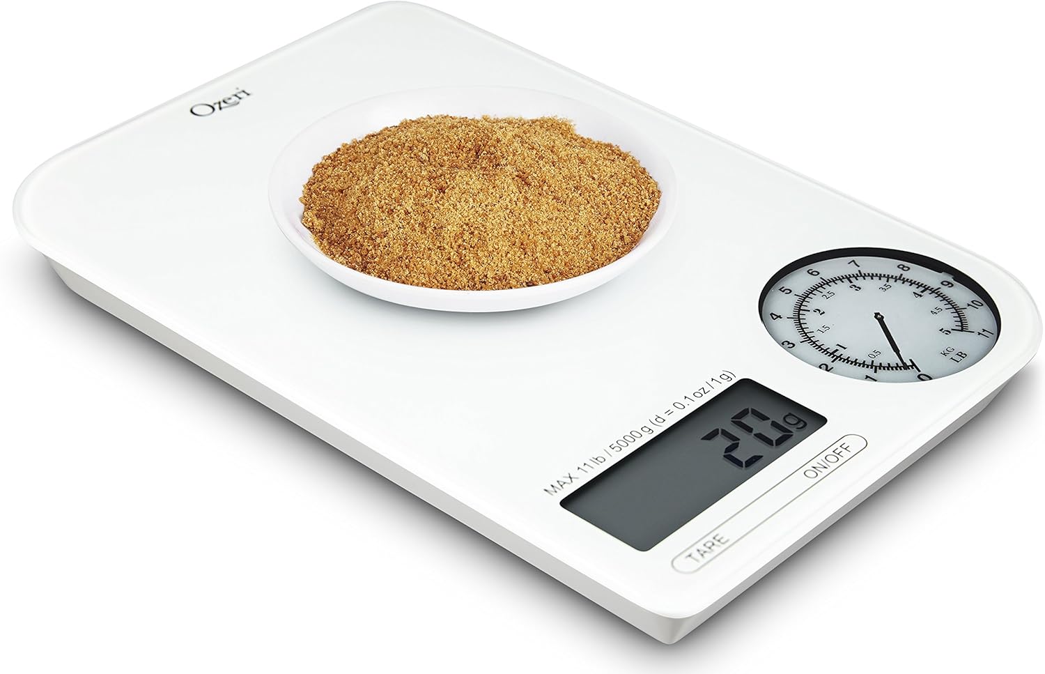 Ozeri Rev Digital Kitchen Scale weighing chocolate chips