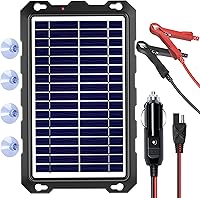 Vista 12 de SUNAPEX 12V Carga de batería solar: Kit de panel solar portátil impermeable de 5W - Cargador de mantenimiento de batería con goteo - con controlador