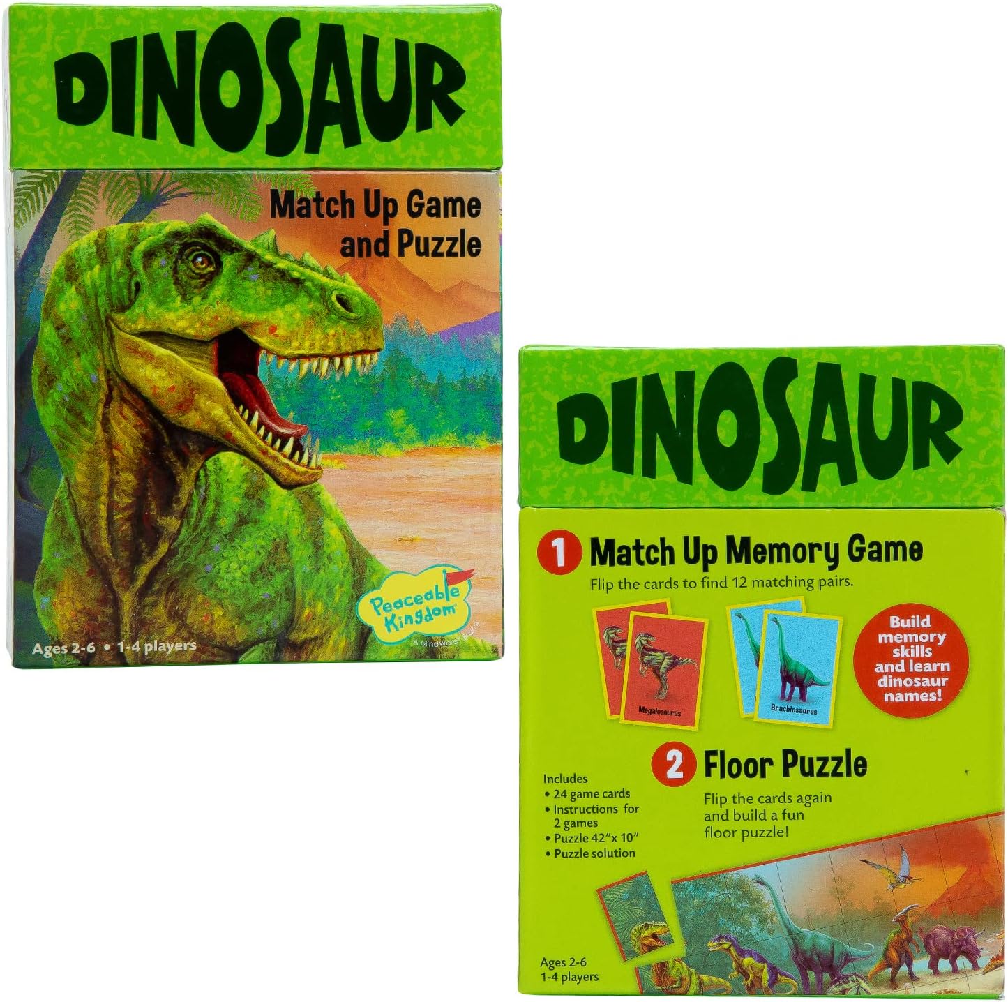 Peaceable Kingdom Floor Puzzle and Matching Game 2 in 1 Educational Activity for Kids 2 Years and Up - Dinosaur