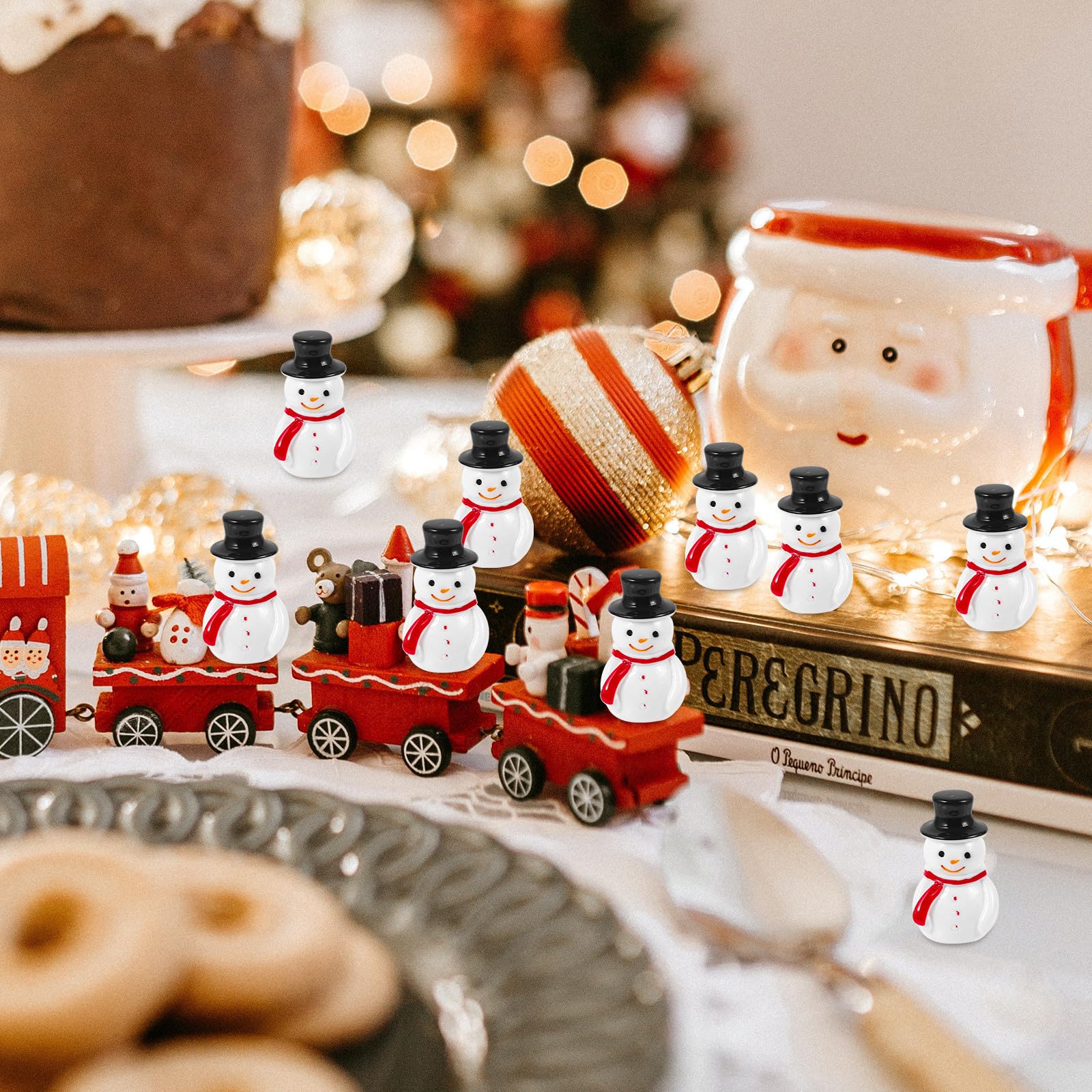 20 Pezzi Mini Statuine Pupazzo di Neve in Resina Nero, Weihnachten