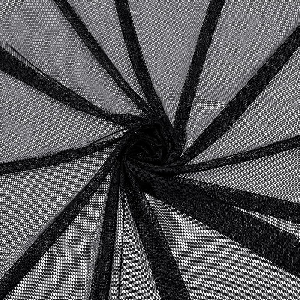 PH PandaHall Mesh Fabric, 60″ by 2 Yards Stretch Corset Nylon Net Black Breathable Mesh Fabric for Dancewear Sportswear Activewear Dress Wedding Prom Gown Sewing Crafts