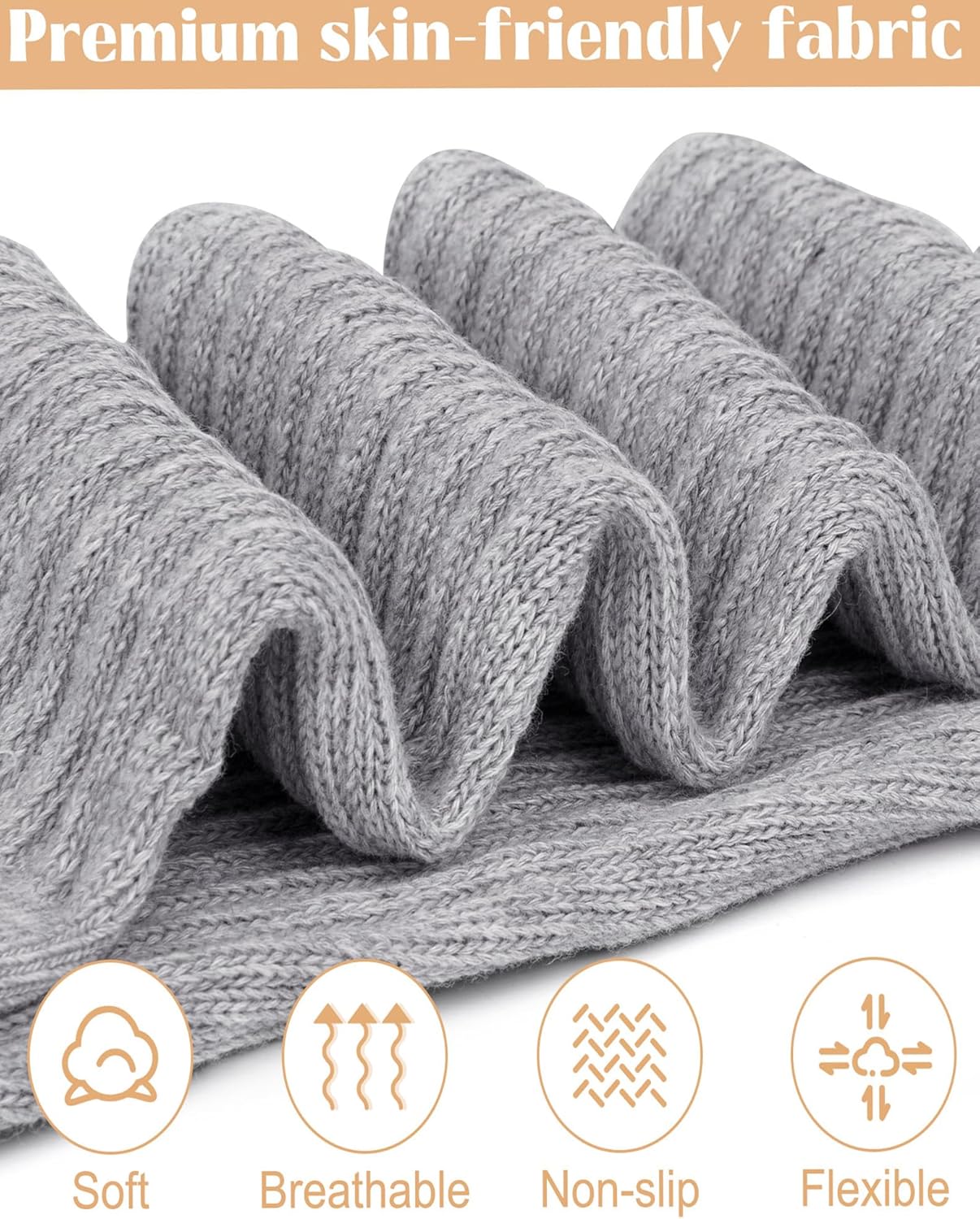 Grip Pilates Socks for Women, Non Slip Yoga Slouch Scrunch Socks with Grips for Barre Ballet Workout Hospital - Image 4