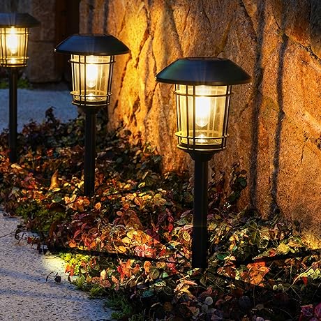 Grand Patio Solar Light, 5-Pack of Top-Grade Glass Metal Pathway Lights