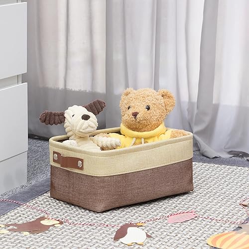 Vista 295 de HNZIGE - Canastas pequeñas de tela para organización (paquete de 6) canastas plegables de almacenamiento para estantes, armarios, lavandería, Asas