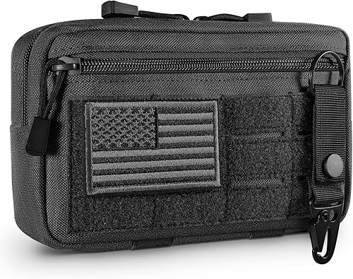 Miniatura 13 de Funda táctica Molle Admin Pouch Utility de corte láser EDC, bolsa de herramientas, fundas modulares horizontales, incluye parche de la bandera