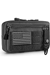 Tactical Molle Admin Pouch Utility Laser Cut EDC Tool Pouch Bag Horizontal Modular Pouches Include US Flag Patch and Keychain