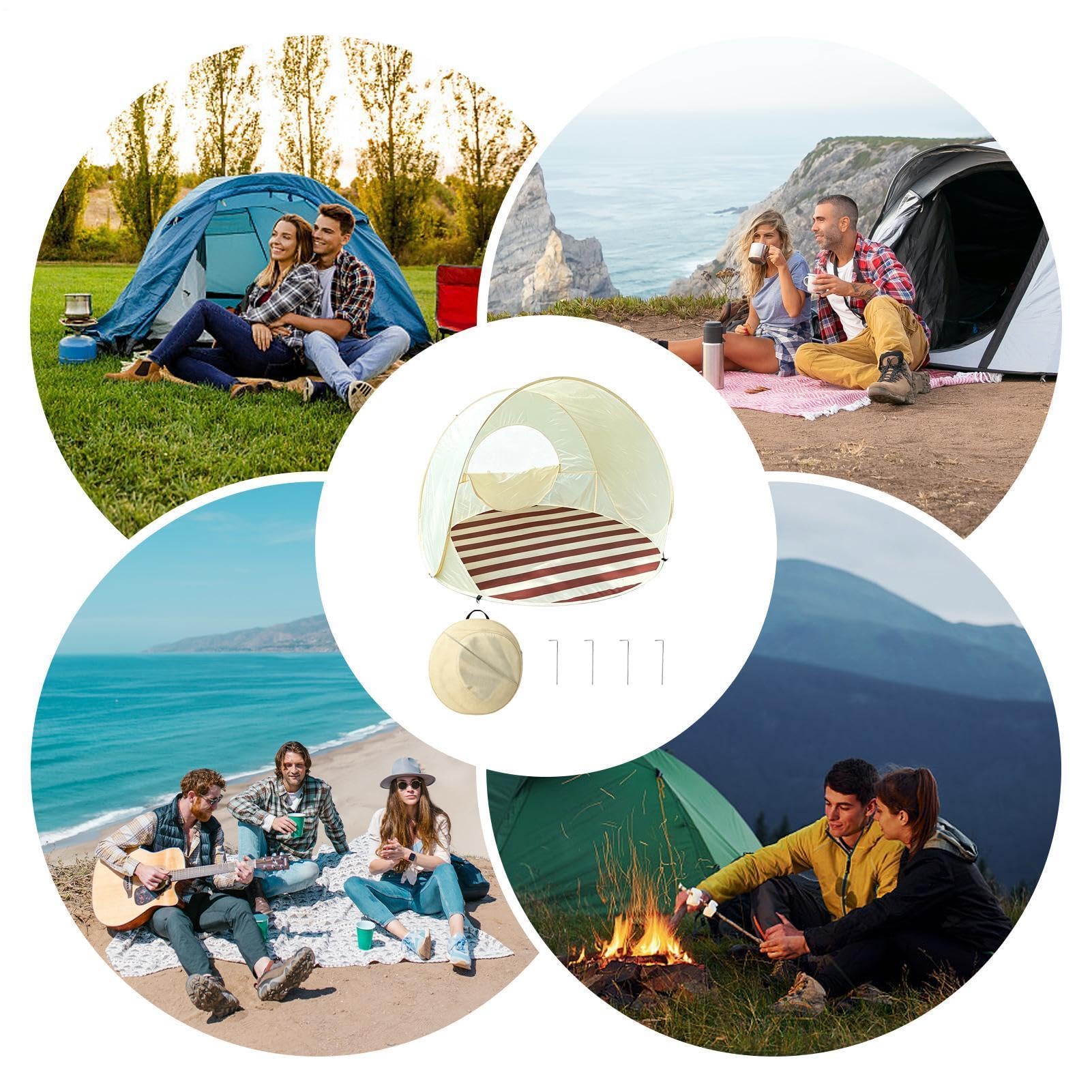 Tente de Plage 2-3 Personnes Abri pare-UPF50+ | Abri avec pare- Pour l'extérieur, l'arrière-cour, le patio, le bord de piscine, la fête, camping, pique-nique, la randonnée