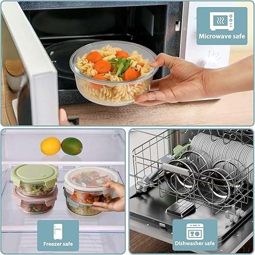 Miniatura 4 de Contenedores de vidrio de 30 onzas con tapas, herméticos de 3.75 tazas, recipientes de vidrio sin BPA resistentes al calor para sobras de sopa,