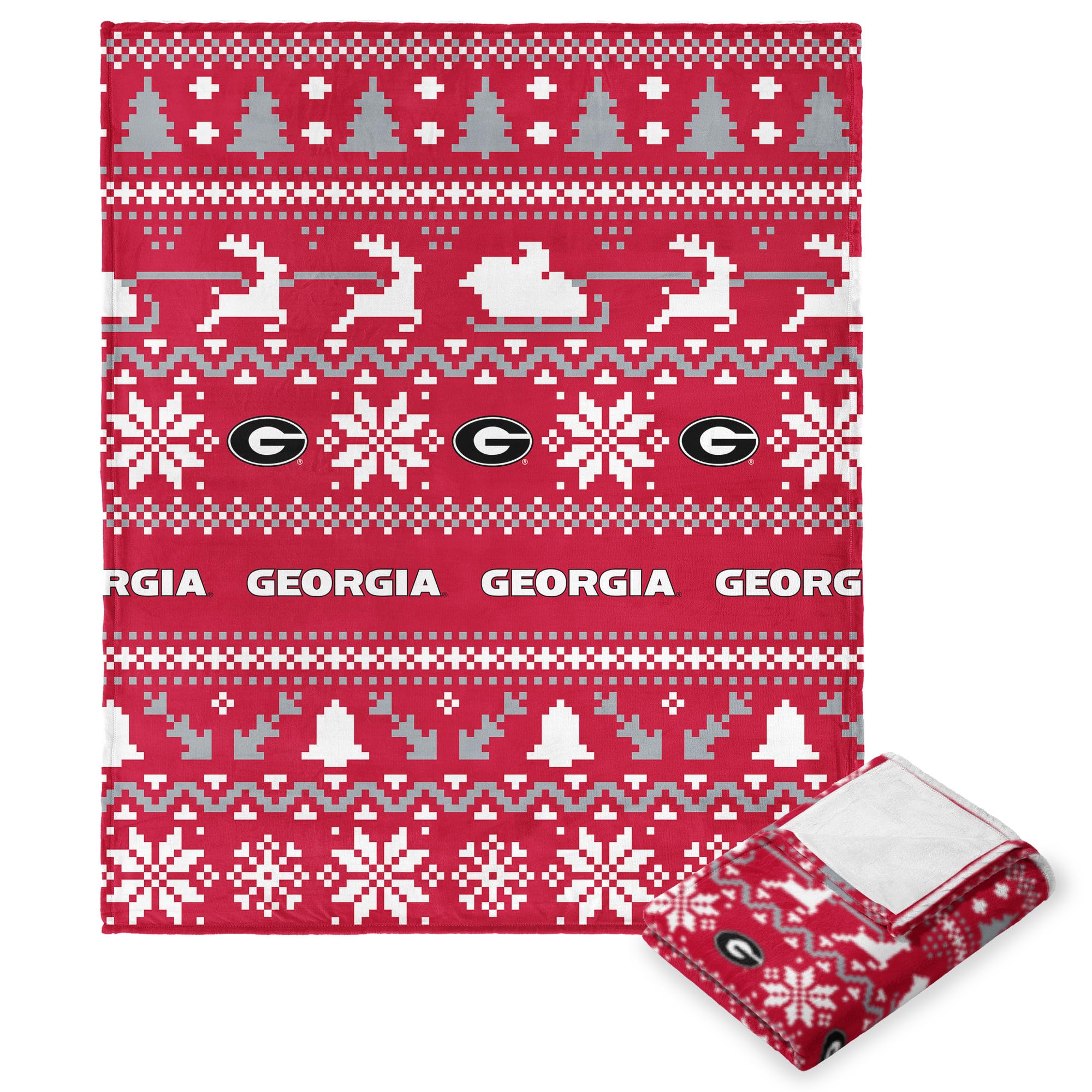 Northwest NCAA Georgia Bulldogs, Xmas Time, Silk Touch Throw Blanket, 50 x 60 Inches