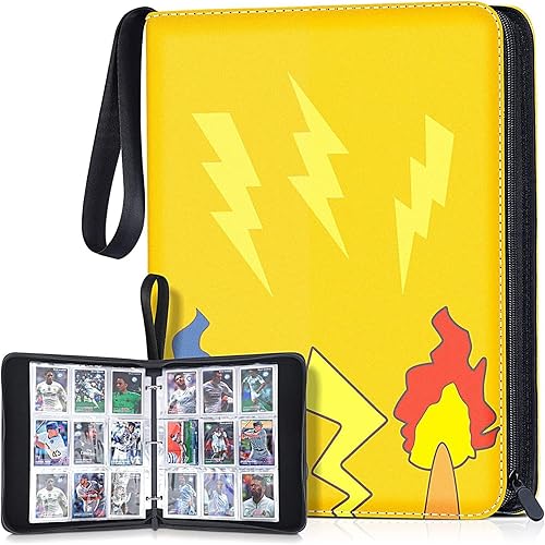 longwave - Carpeta de 4 bolsillos para tarjetas intercambiables, se adapta a 400 tarjetas con 50 fundas extraíbles, cubierta de cuero de primera