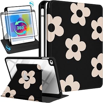Uppuppy for Apple iPad mini 4/5 Case, for iPad mini 4th/5th Generation Cases Cute Girls Folio Cover with Pencil Holder Women Girly Flower Pretty Kawaii Rotating Stand for iPad mini 7.9 Inch