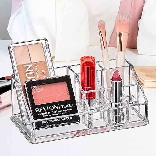 Miniatura 2 de Amazing Abby - Tiffany - Organizador de cosméticos acrílico, soporte de maquillaje de plástico transparente, compartimentado, a prueba de roturas,