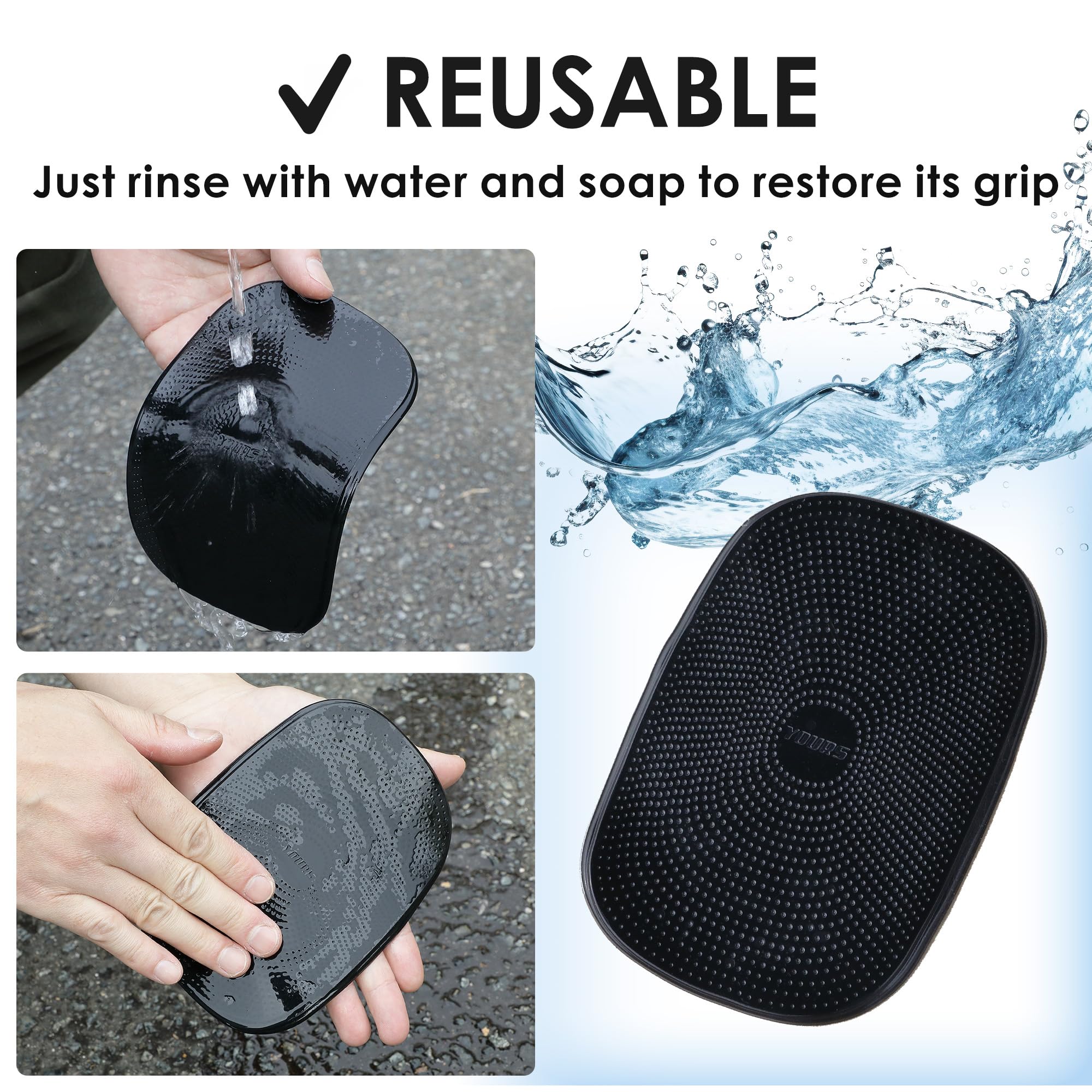 Car Dashboard Non Slip Mat Phone Holders For Your Car, Anti-slip Mat For Dashboard, Air Freshener, Mirror, Sunglasses, Keychain, Coin Holder | Car Accessories | Black | 2PCS - Japan Import