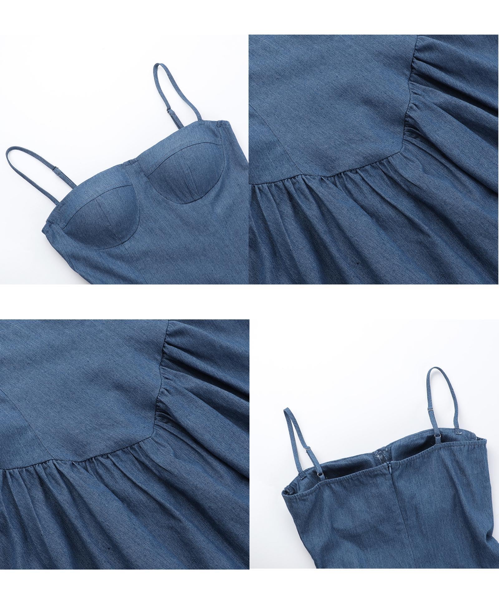 xxxiticat Mini abito da donna in denim, senza maniche, scollo quadrato, a vita alta, sexy, Y2K
