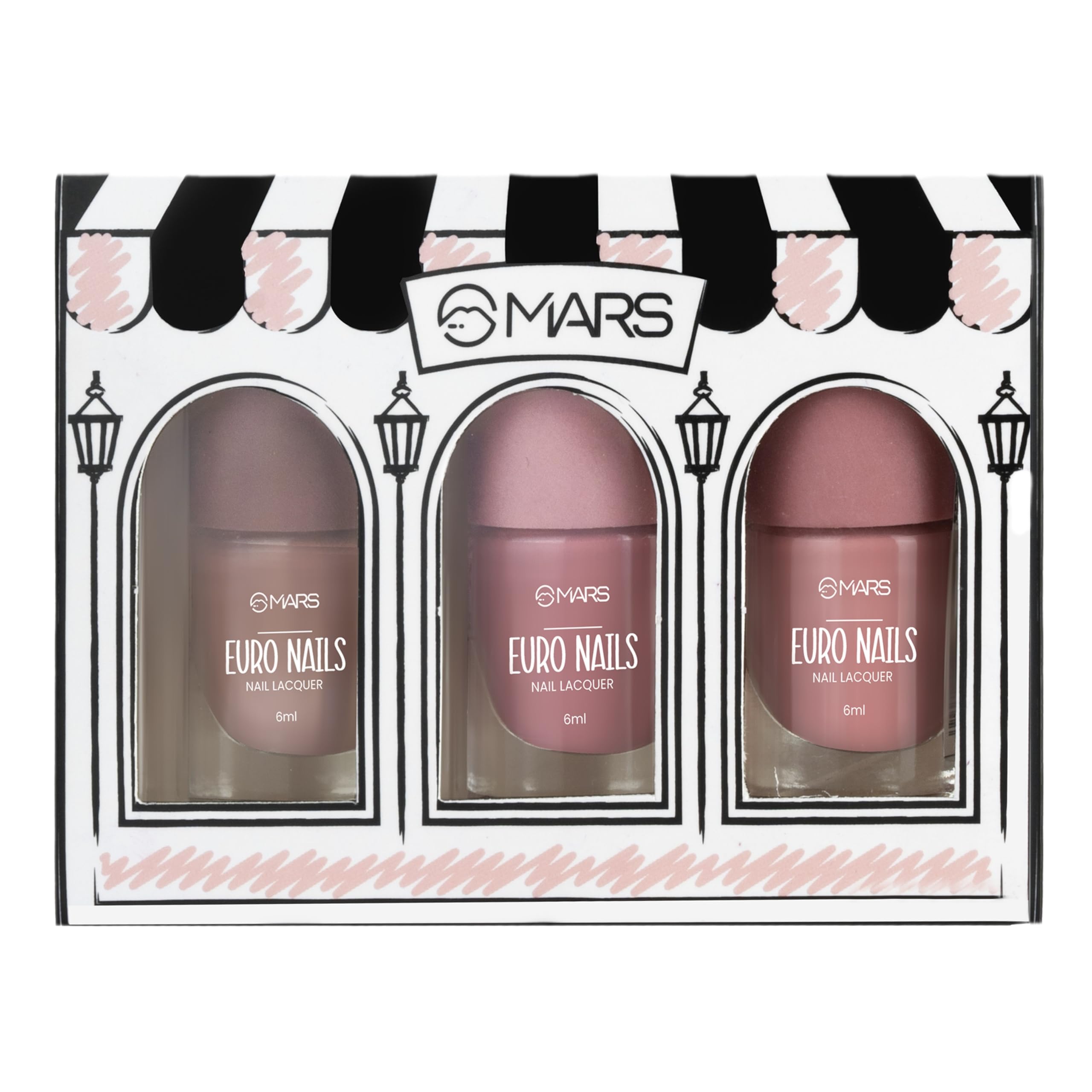 MARS EURO Nail Lacquer | Glossy Gel Finish | Rich Pigmentation | Chip Free | Quick Drying Formula | Long Lasting Nail Polish for Women (3 * 6.0 ml) (SET-03)