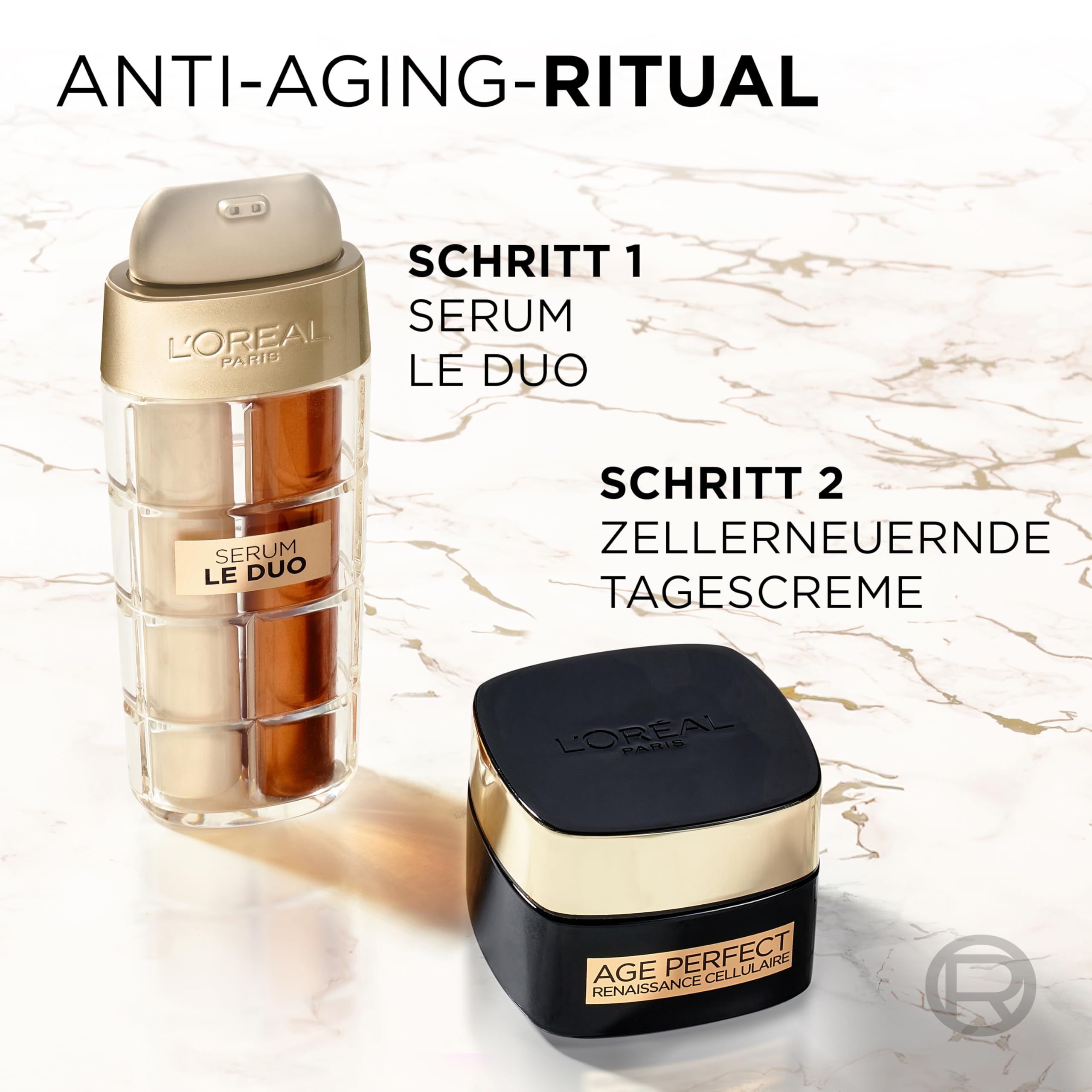 L'Oréal Paris Age Perfect Anti-Aging Routine Serum Le Duo & Zell-Renaissance Tagespflege Geschenkset 30 ml 50ml