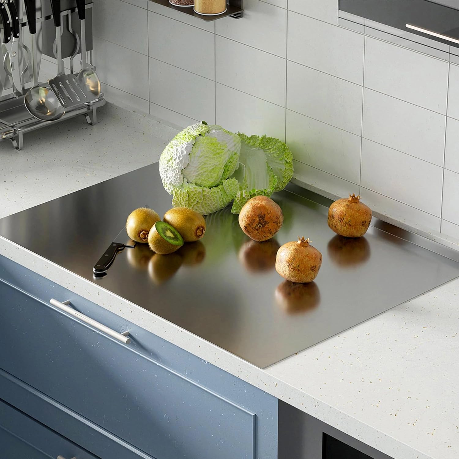 Stainless Steel Cutting Board with Lip, 2026 New Premium Stainless Steel Chopping Board, Stainless Steel Kitchen Board for Meat, Fruits, Vegetables, Bread, and Baking (15.7 * 23.7in)
