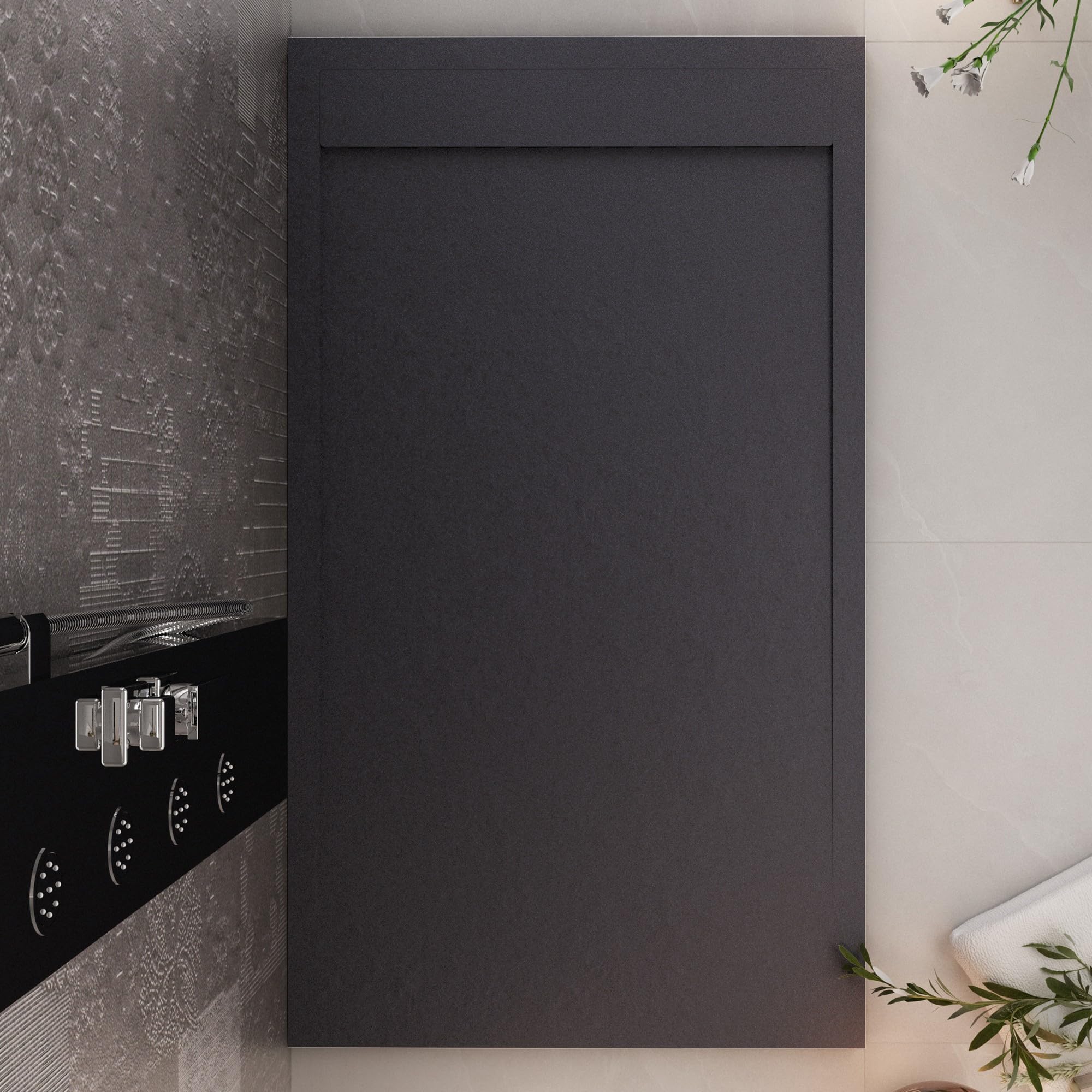 Piatto doccia 70x150 Nero in marmoresina finitura pietra Prestige