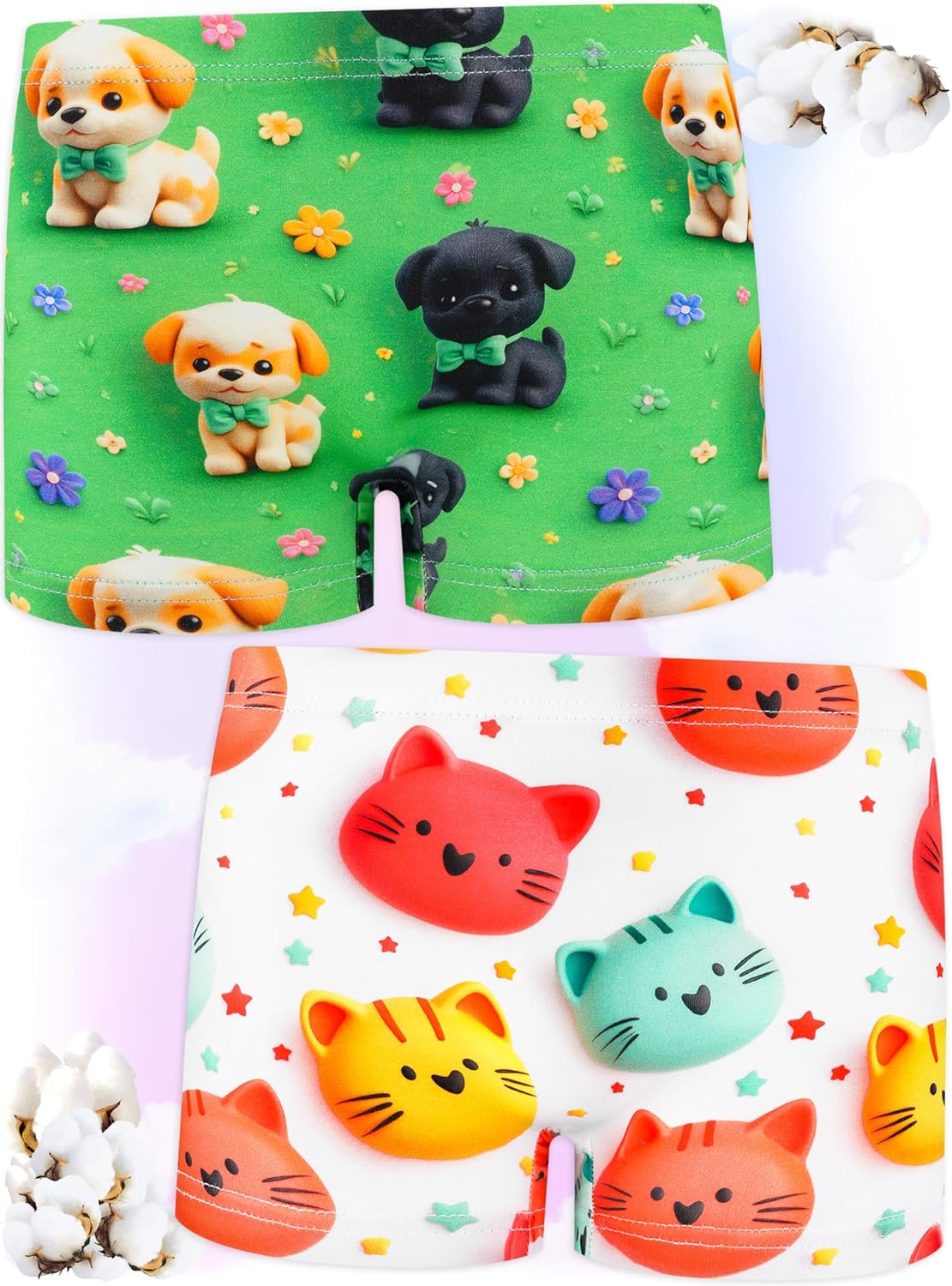 Girls Boyshorts 3D Underwear,Soft Cotton Tagless Panties,Toddlers & Little Kids Comfort,Breathable Briefs,3-Pack - Image 3