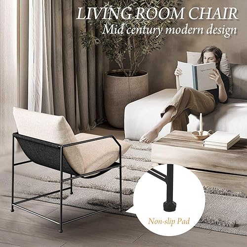 Miniatura 3 de Silla decorativa, sillas de sala de estar, juego de 2 cómodas sillas de lectura para dormitorio, silla de salón tapizada, moderna de mediados de