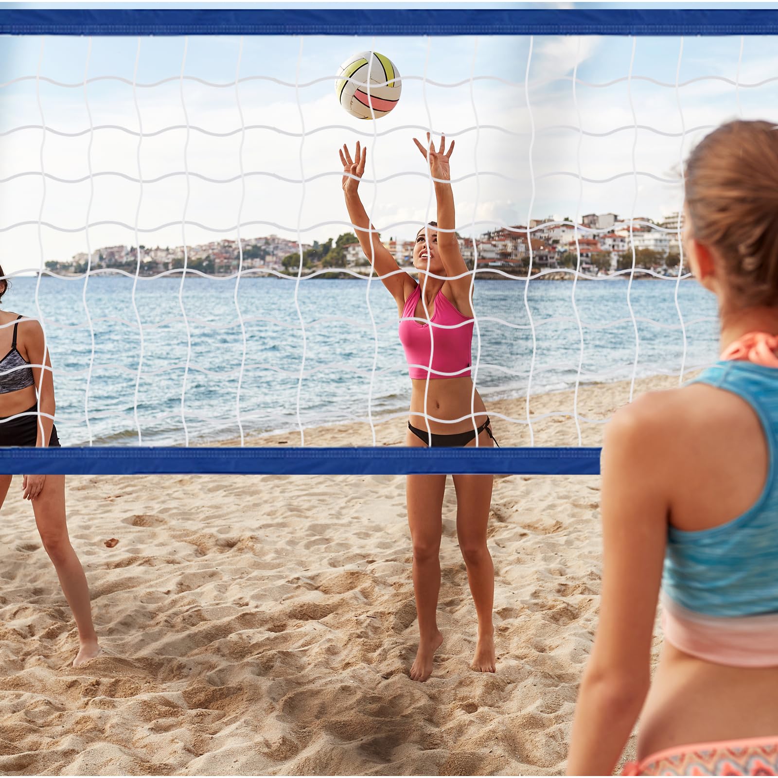 Red de voleibol de repuesto para piscina, longitud ajustable, 15 pies a 25 pies, red de voleibol portátil para exteriores, patio, piscina, playa