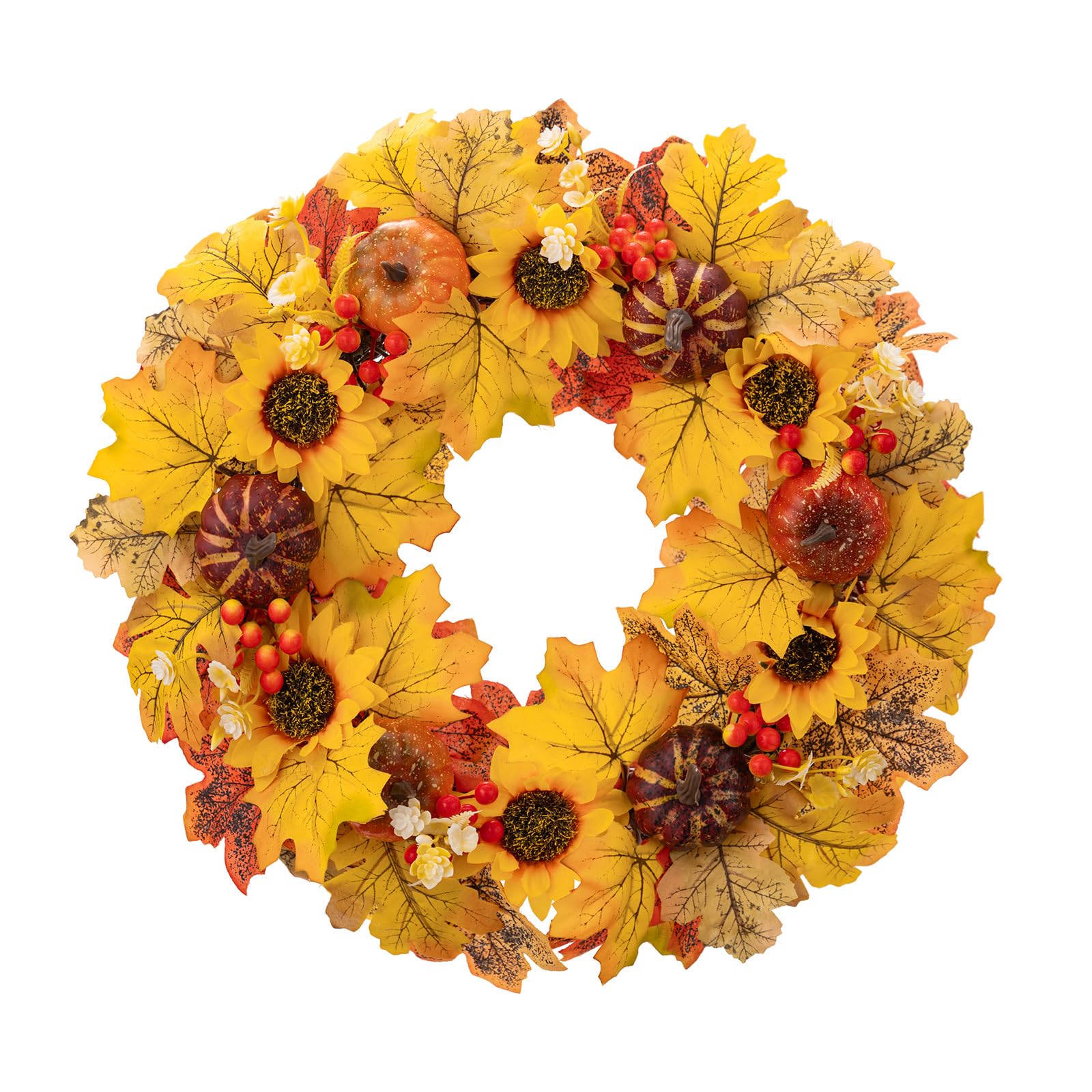 carotoe Artificial Pumpkin Fall Wreath Decorations Maple Leaves Acorns Pinecones Garlands Stylish Wall Hanging Home Decorations Party Supplies