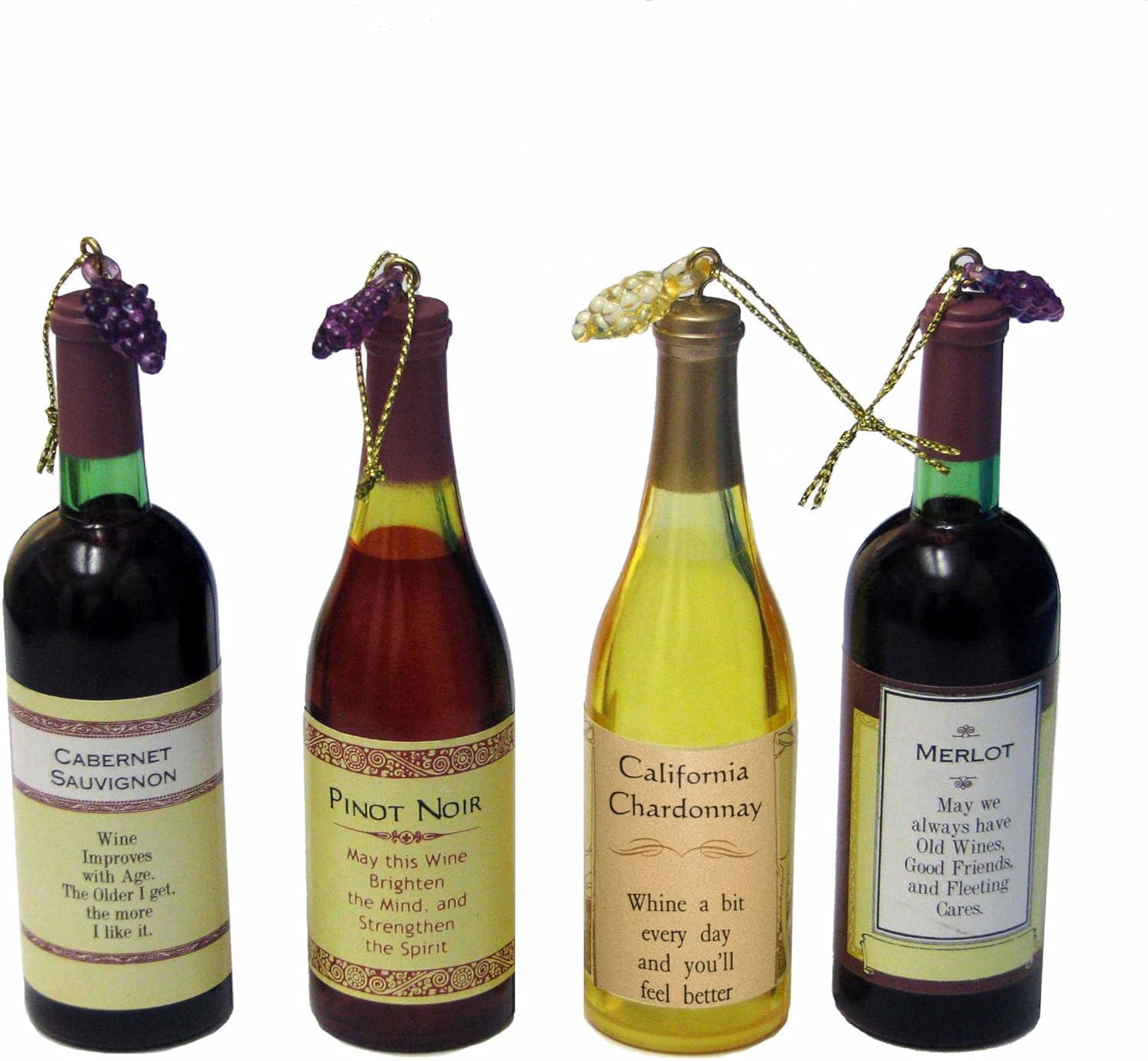 Kurt Adler Acrylic Wine Bottle Ornament, Set of 4