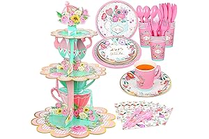 Floral Tea Party Supplies Set for Kids' Birthday Celebration