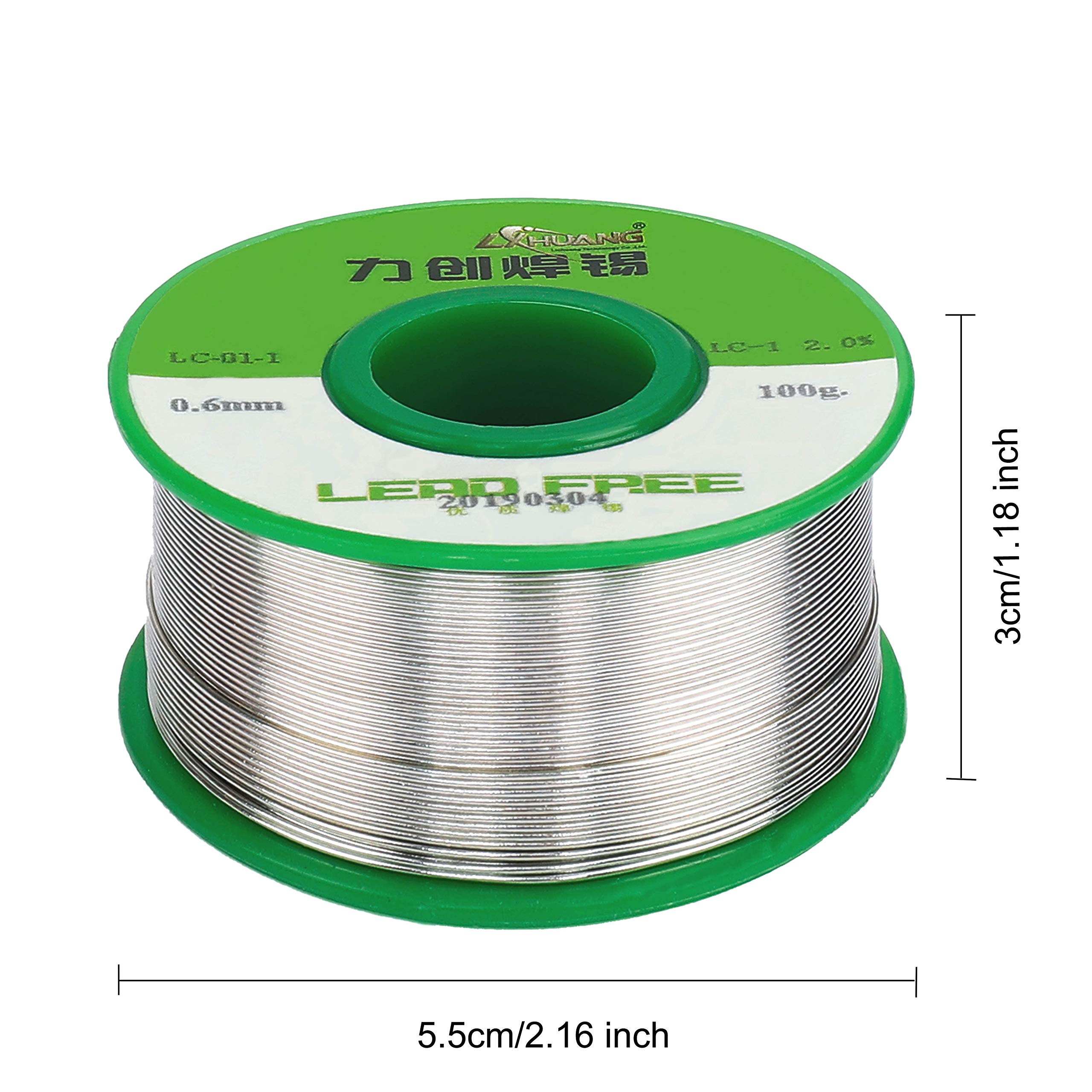 Filo per Saldatura Senza Piombo 0.6 mm Solder Wire con Nucleo Colofonia per Lavori di Saldatura Elettronica per Microsaldature Saldature Saldare 100g