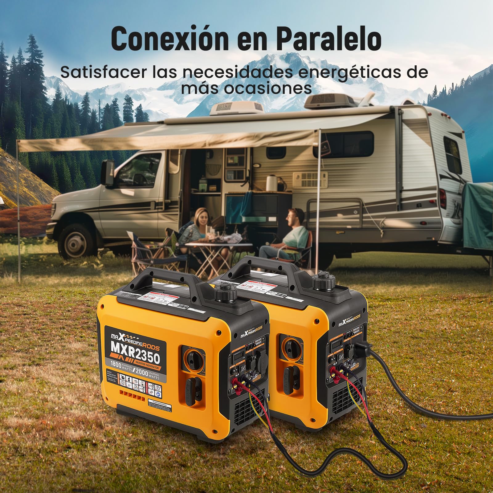 maXpeedingrods Generador Electrico Gasolina 2000W Generador Inverter Portátil con USB y Tomas de 230V, Pantalla Digital, Compacta y Ligera, para Camping Autocaravan