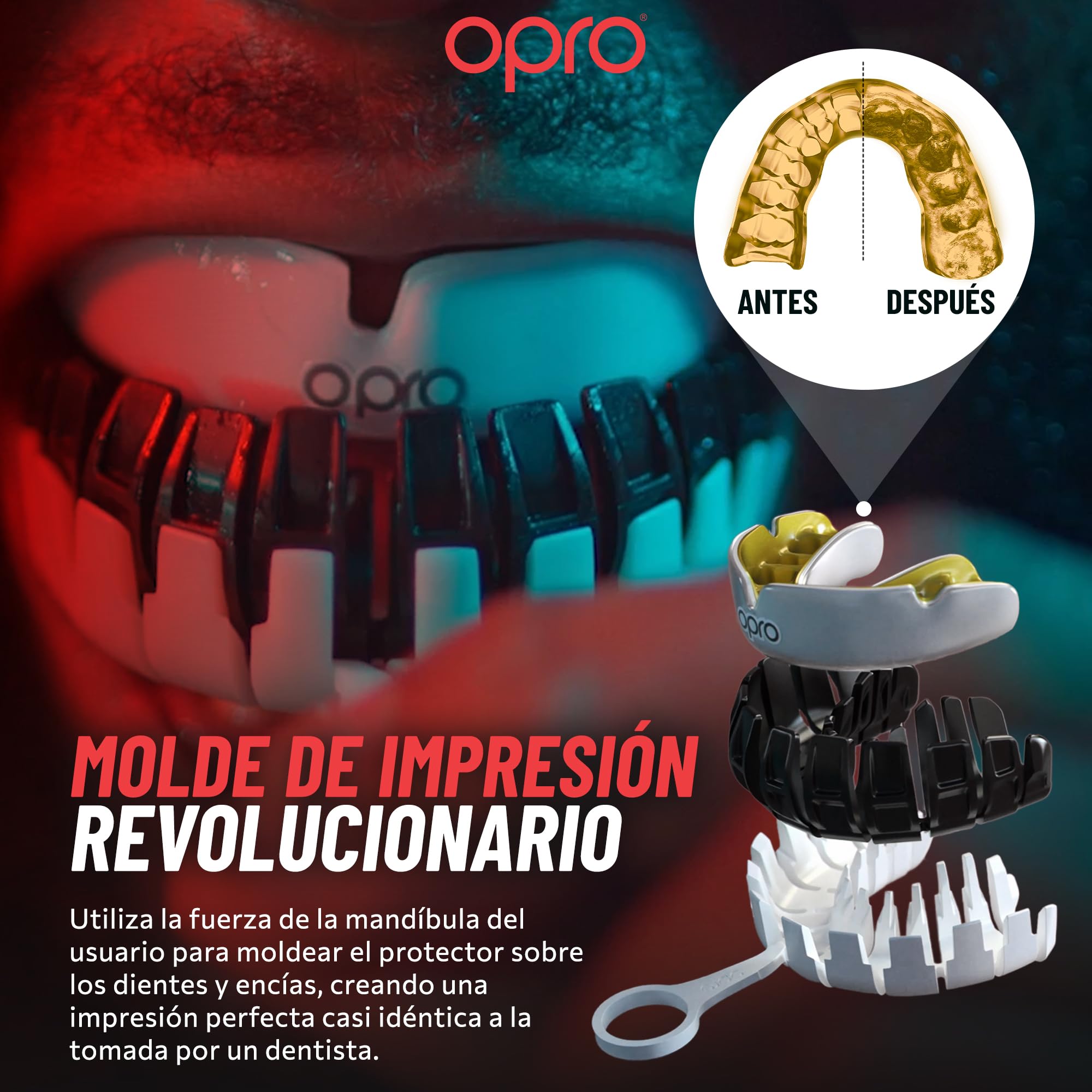 OPRO Protector Bucal Instant Custom-Fit para Brackets – Bucal para Boxeo, MMA, BJJ, Rugby y Hockey – Autoajustable – con Garantía Dental Incluida — view 4