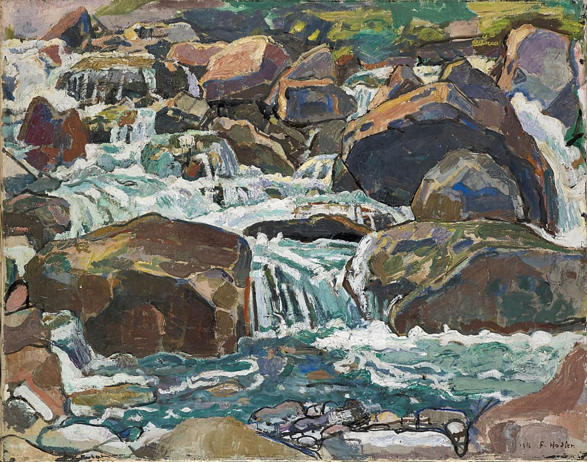 POSTERIIk Vintage Print Pop Art Landscape Artwork Mountain Creek Near Champéry by Ferdinand Hodler Art Prints for Office Home Decor 60x90cm