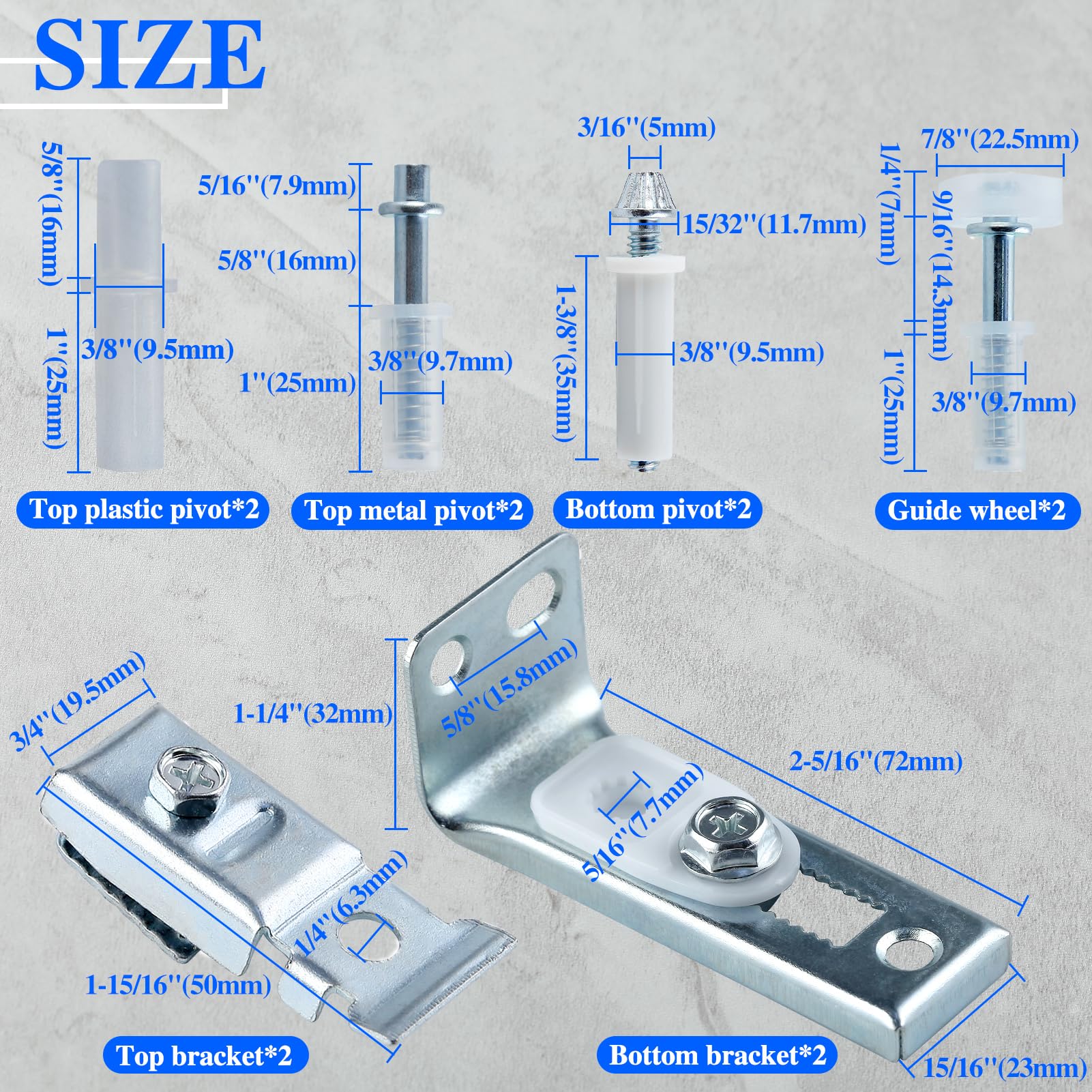 LEONTOOL Bifold Door Hardware Kit 2 Pack Bi-fold Sliding Closet