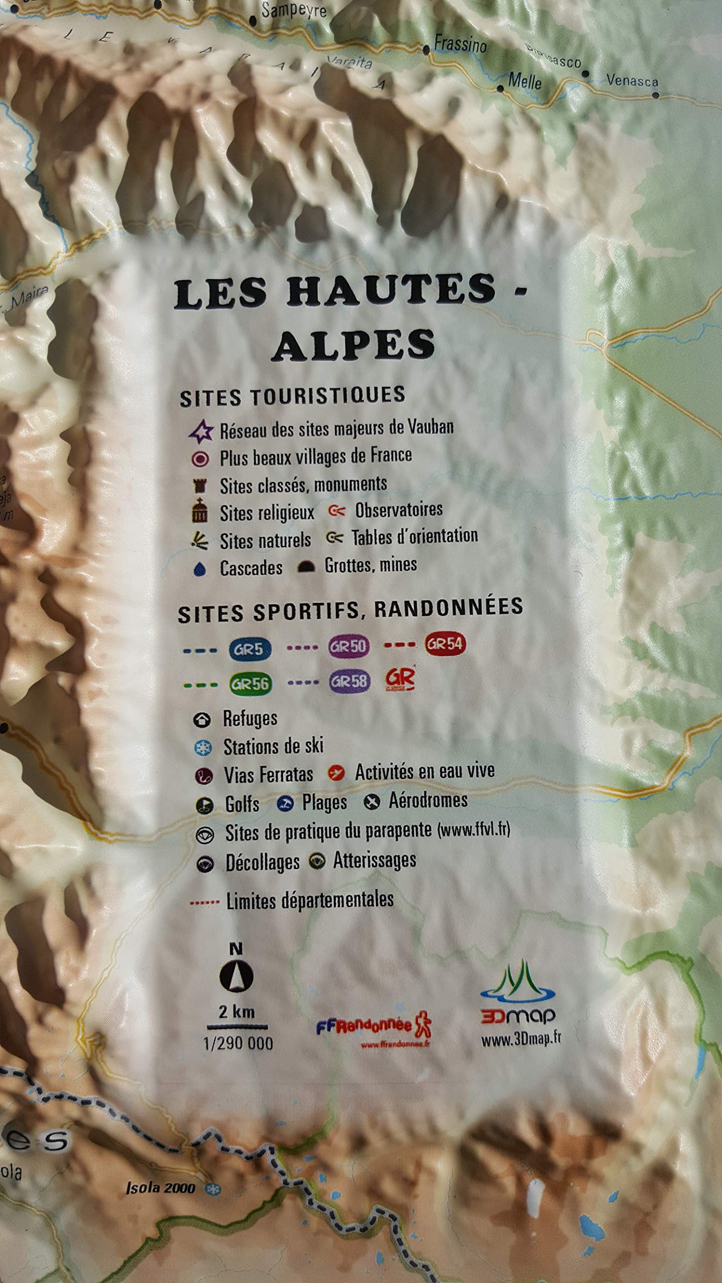 CARTE EN RELIEF DES HAUTES ALPES