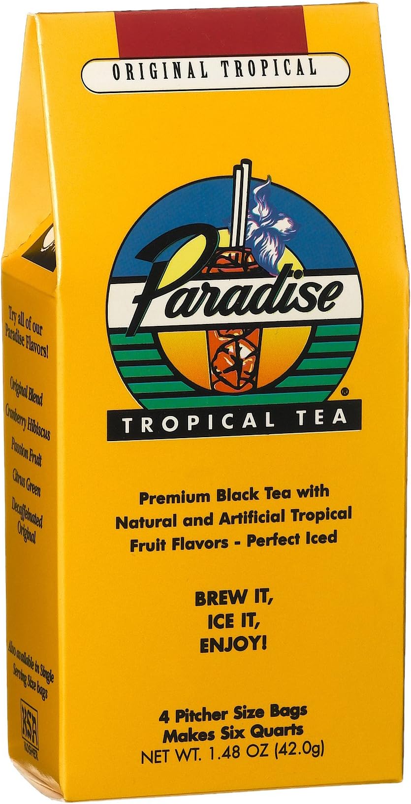 Paradise Ice Tea Tropical, 4 Pitcher Size Bags, 1.48-Ounce Boxes (Pack of 6)