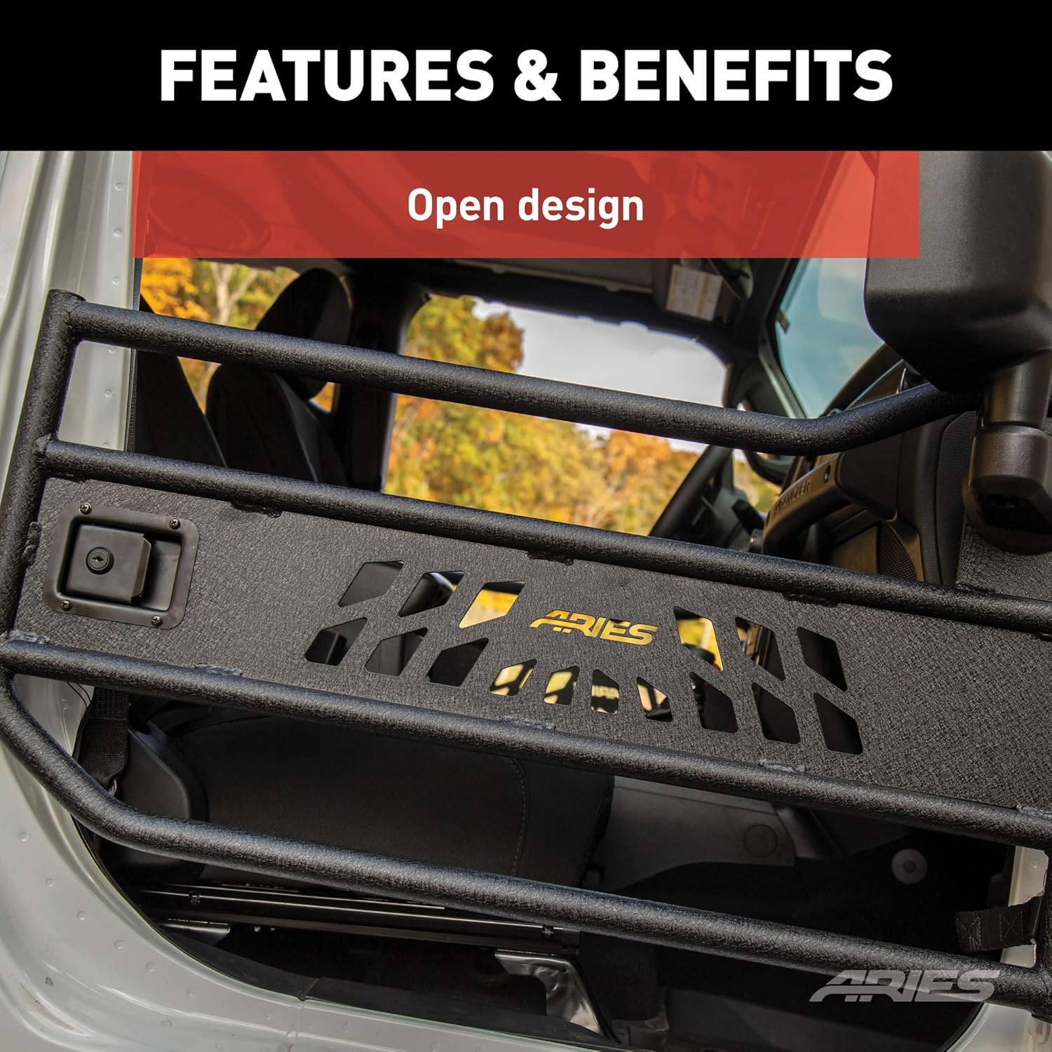 Aries 1500200 Black Aluminum Front Jeep Wrangler JL, Gladiator Tube Half Doors